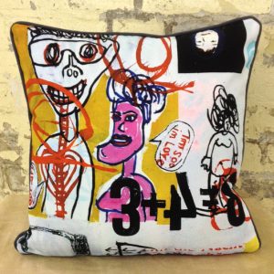 Kissen”Der Mond kommt um 11″ /5 – 50 x 50 mit Keder