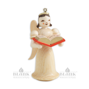 Engel mit Märchenbuch natur, langer glatter Rock