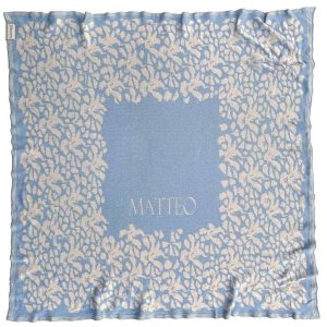 Personalisierte Babydecke *Iris*, Himmelblau / Cremeweiss