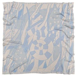 Personalisierte Babydecke *Chamäleon*, Cremeweiss / Himmelblau