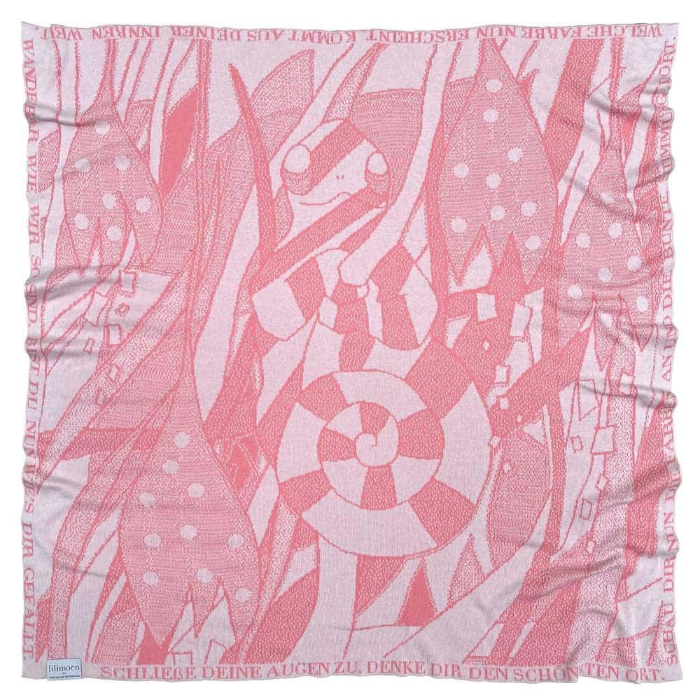 Personalisierte Babydecke *Chamäleon*, Cremeweiss / Korallenrosa