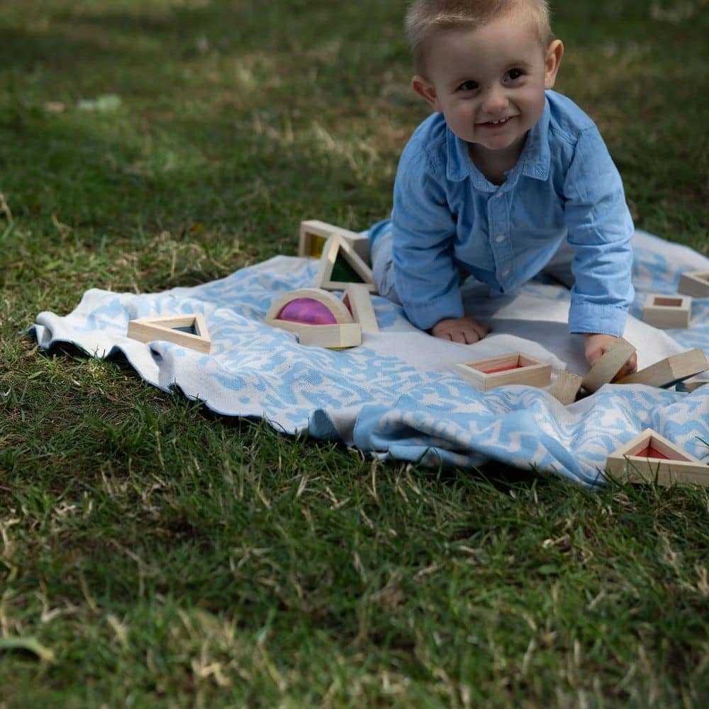 Personalisierte Babydecke *Ocean*, Himmelblau / Cremeweiss – Bild 7