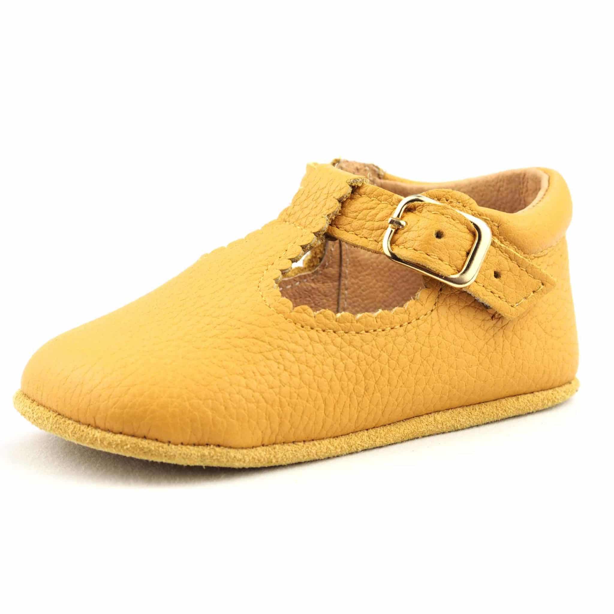 Klassische Babyschuhe Leder, Senfgelb – Bild 2
