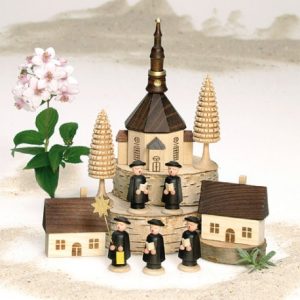 Seiffener Kurrende mit Dorf braun 10-tlg.