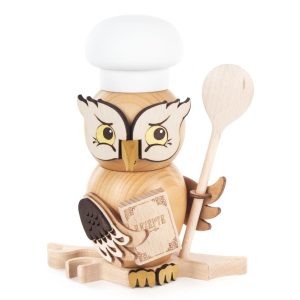 Räucherfigur Eule Koch, gebeizt