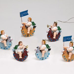 Behang Engel auf Schaukelpferd ohne Krone