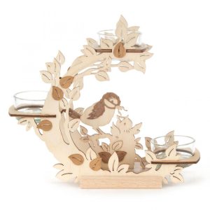 Teelichthalter Blütenkranz mit Vögeln