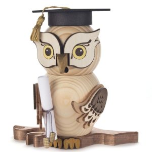 Räucherfigur Eule Bachelor, natur