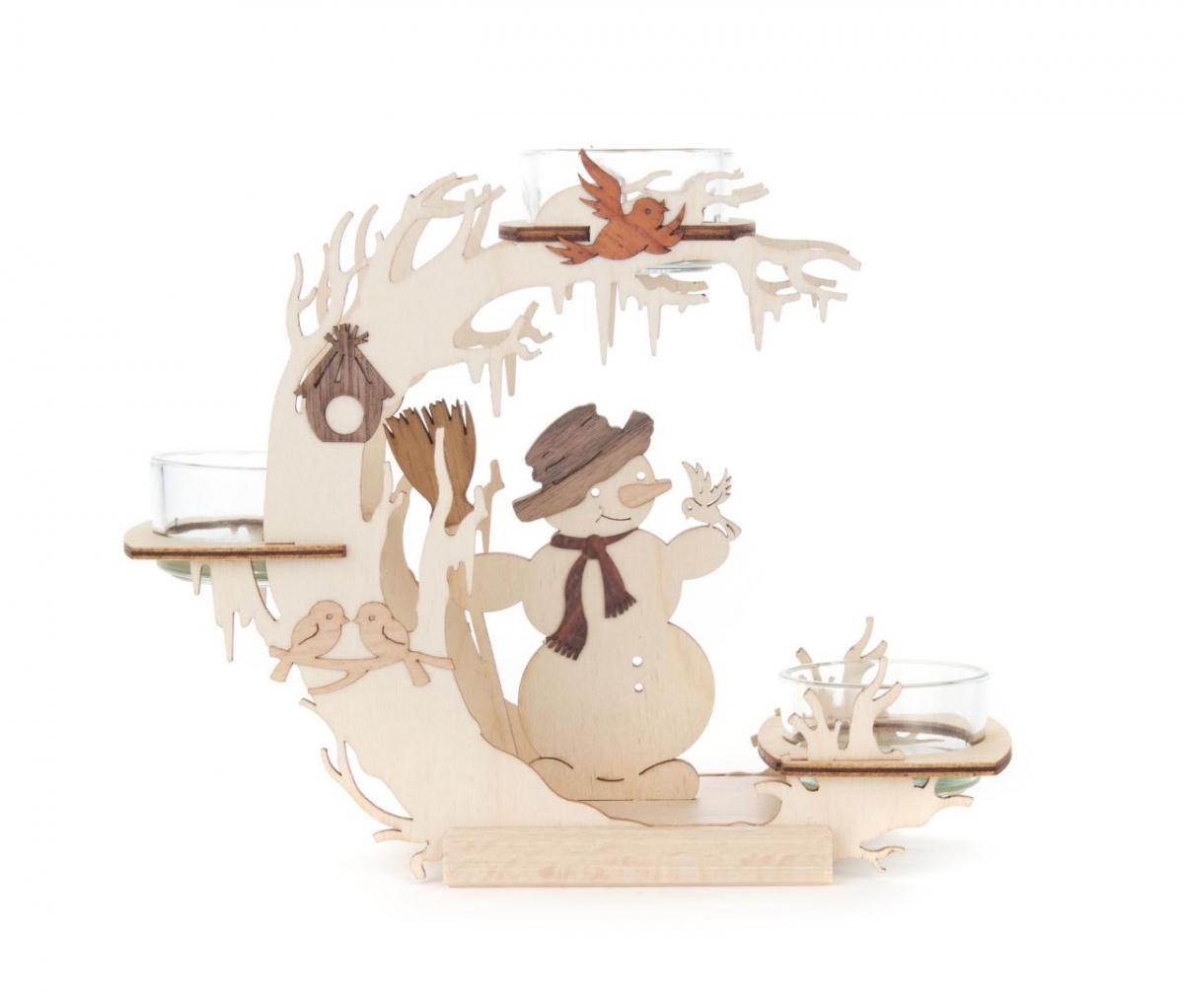 Teelichtkranz Schneemann