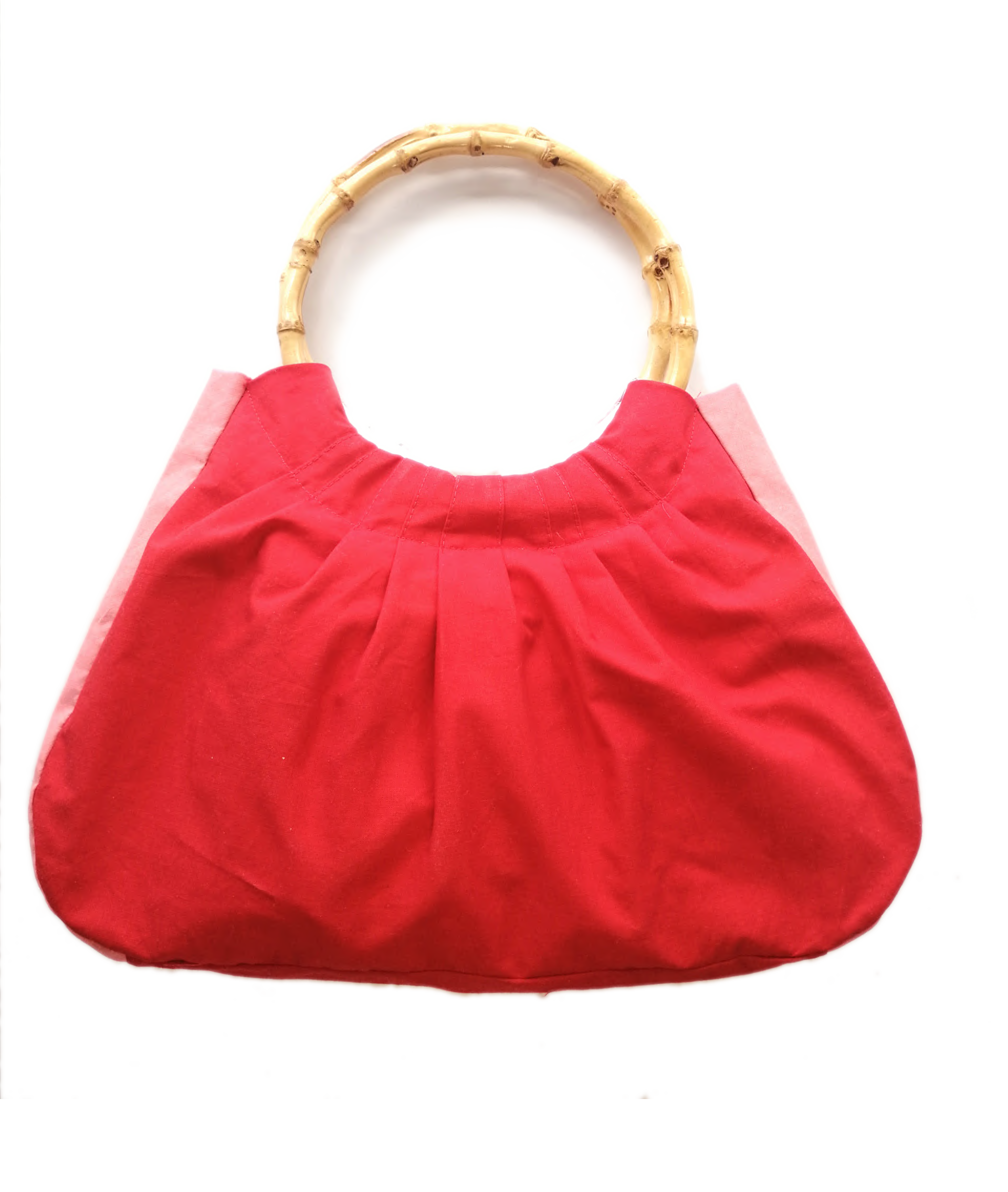 Tasche Bambusringe zero waste Resteverwertung Unikat pink rot weiß Kisses – Bild 3