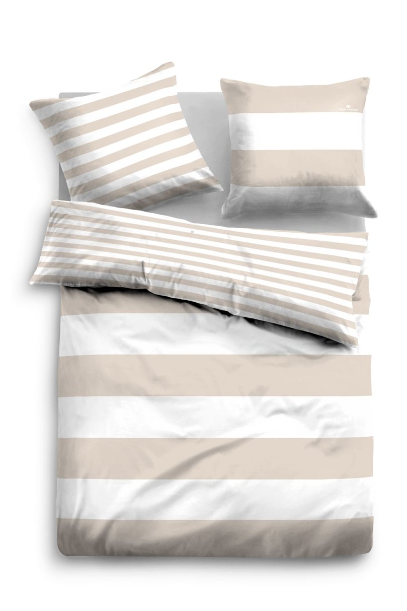TOM TAILOR | Linon Bettwäsche 0049769 Farbe 839 – 200×200+2X80x80cm Farbe Beige